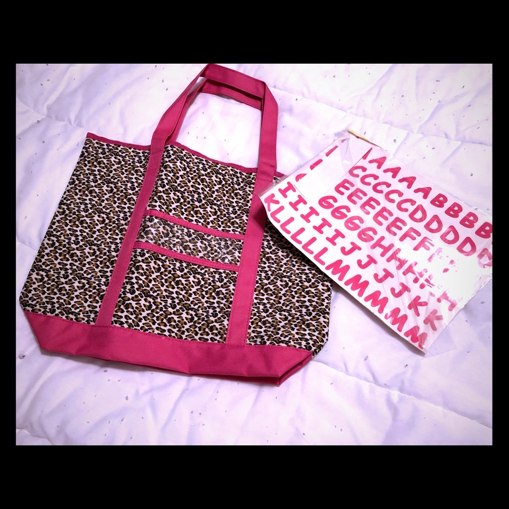 Leopard Print 👜 Tote Pink Trim Personalize It